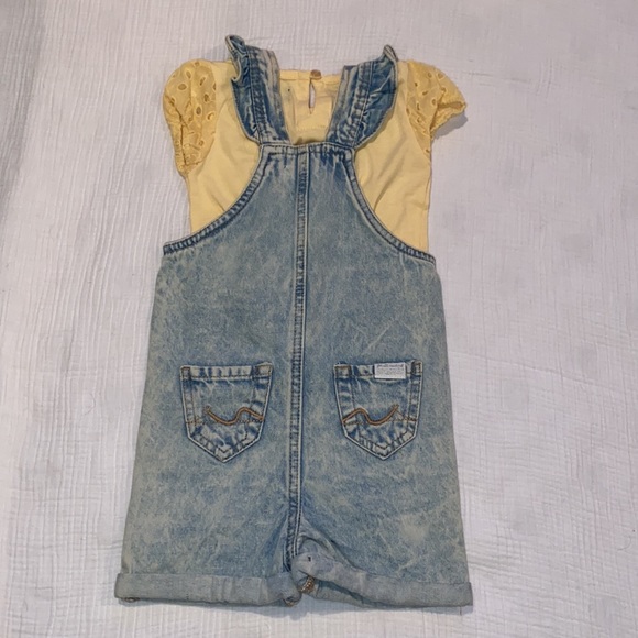 7 for all mankind baby girls overalls with yellow eyelet shirt - Picture 7 of 10